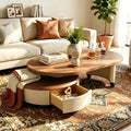 47" Modern 2-Way Sliding Expandable Coffee Table with Wheels & Hidden Drawer Storage