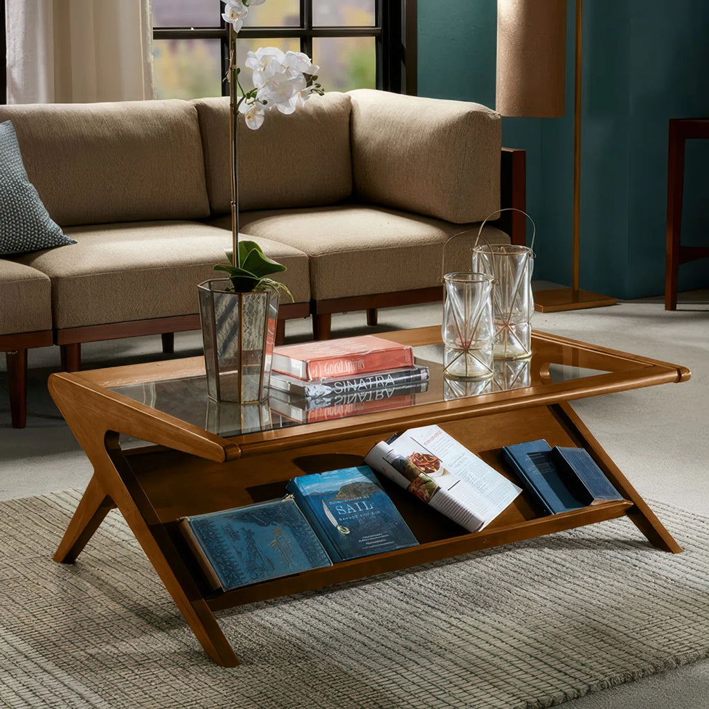 Balom Rocket Wood & Tempered Glass Coffee Table