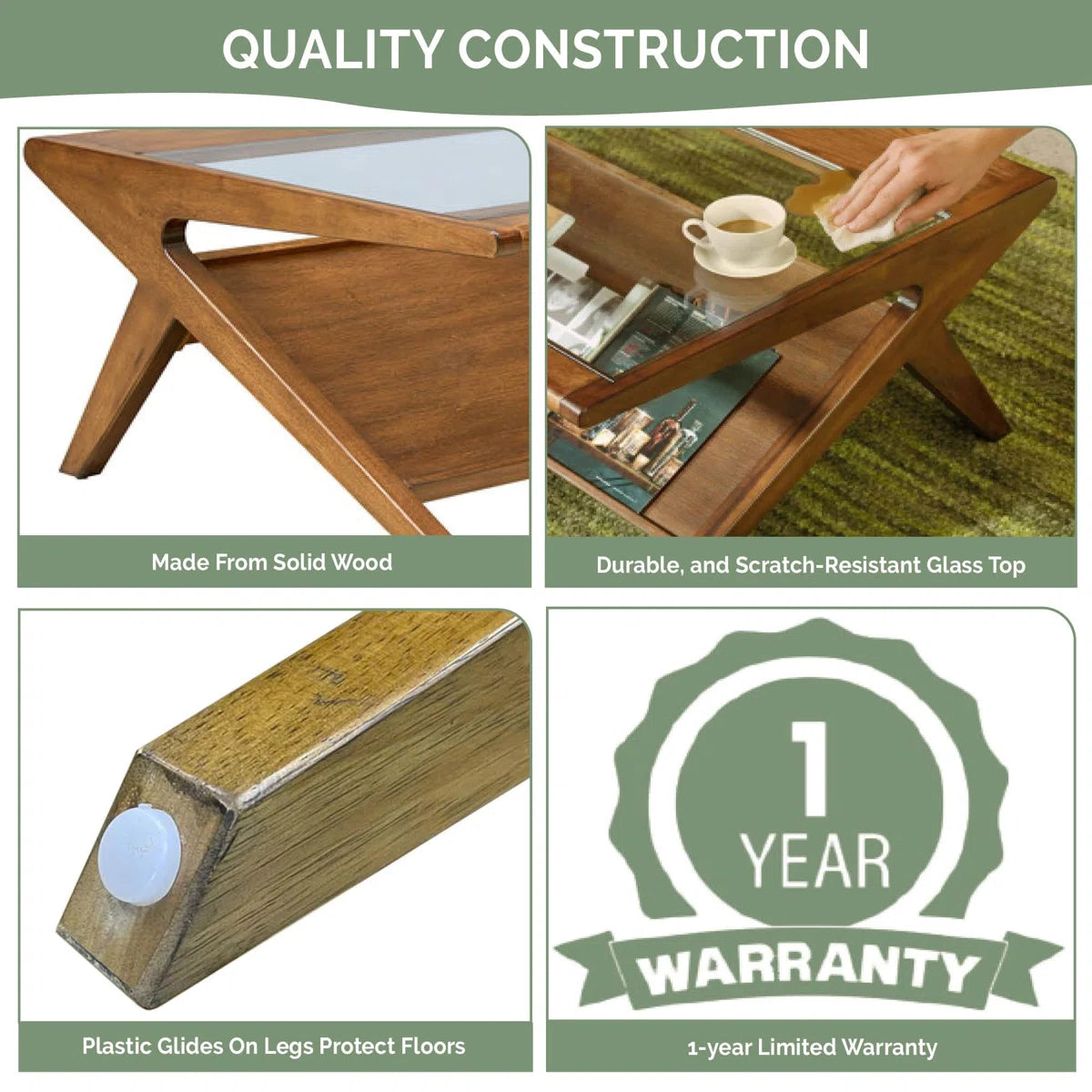 Balom Rocket Wood & Tempered Glass Coffee Table