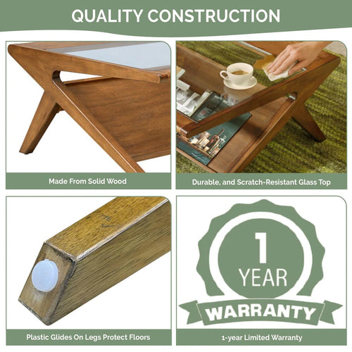 Balom Rocket Wood & Tempered Glass Coffee Table