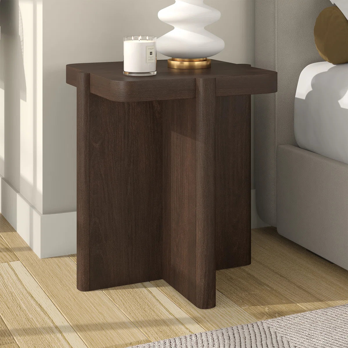 Laguna 20" Wide Square Side Table in Brown Oak